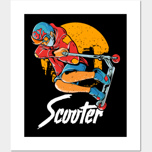 Cute & Funny Scooter Kid Riding Tricks Posters and Art